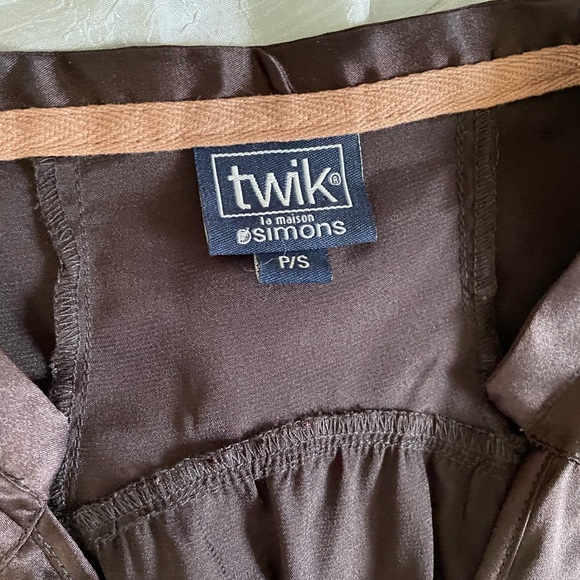 Twik chocolate brown collared wrap Y2K style dress - Picture 11 of 16